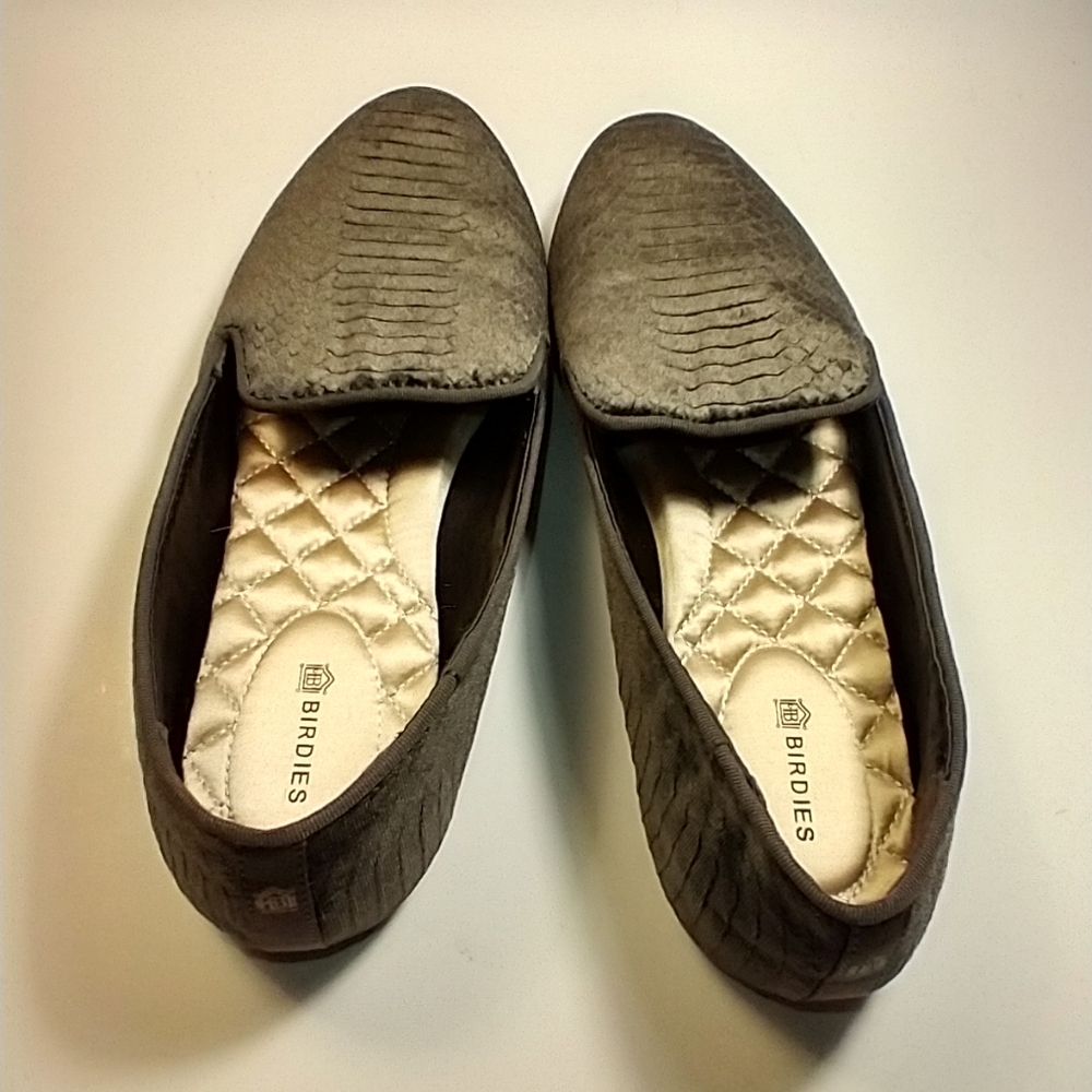 Birdies The Starling Charcoal Python Velvet Embossed Loafers Women's sz 8. - Picture 8 of 11